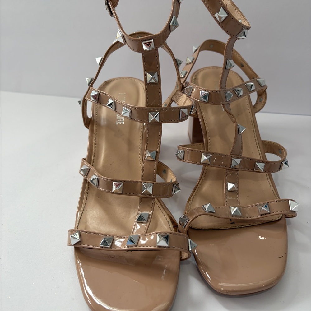 Nude studded strappy sandals
